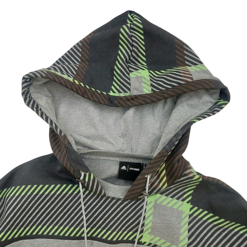 Adidas Ivy Park Halls of Ivy Cropped Hoodie Womens XS Plaid Houndstooth Cotton - Picture 5 of 11